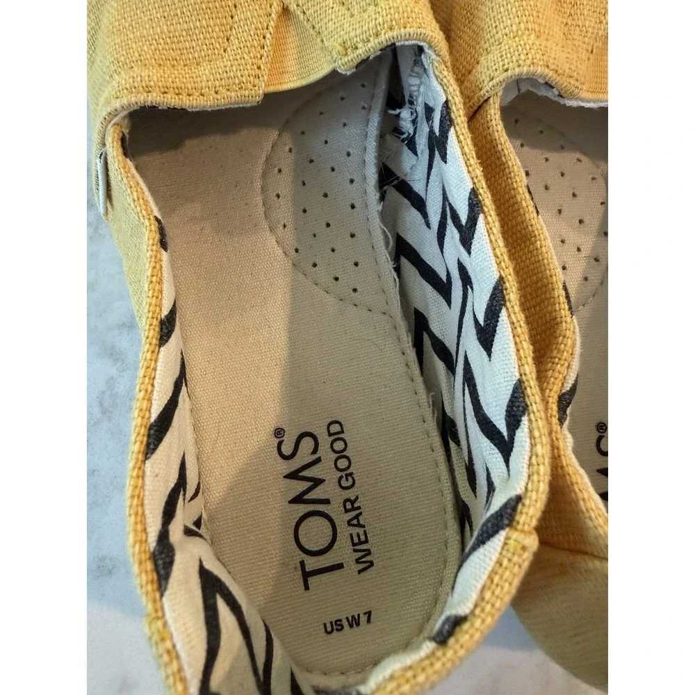 TOMS Alpargata Heritage Eco Women's‎ Slip On Canvas Shoes Yellow Flats Size 7